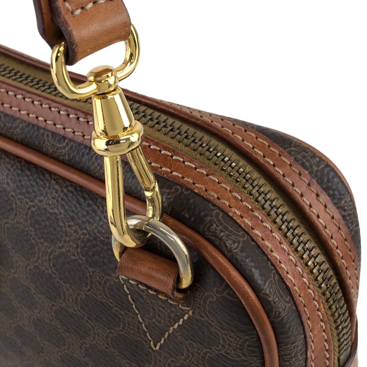CELINE Macadam Blason Shoulder bag Brown Vintage m7s7jn