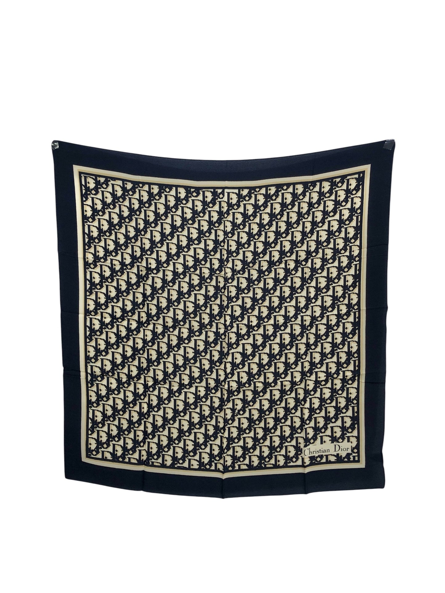 Christian Dior Silk Scarf Navy Vintage wt6sun