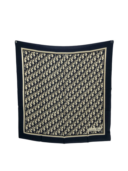 Christian Dior Silk Scarf Navy Vintage wt6sun