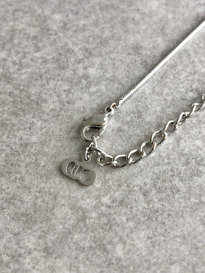 Christian Dior Logo Motif Necklace Silver Vintage 8jdr7j