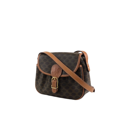 CELINE Macadam Blason Front Buckle Shoulder bag Brown Vintage zzu5ya