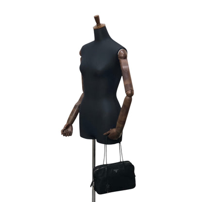 PRADA Tessuto Triangle Logo Handbag Black Vintage w7yvkr