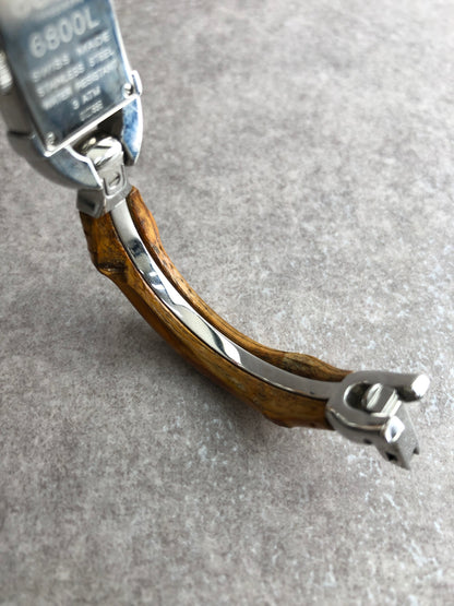 GUCCI Bamboo Quartz Watch Silver Vintage n3ymkd