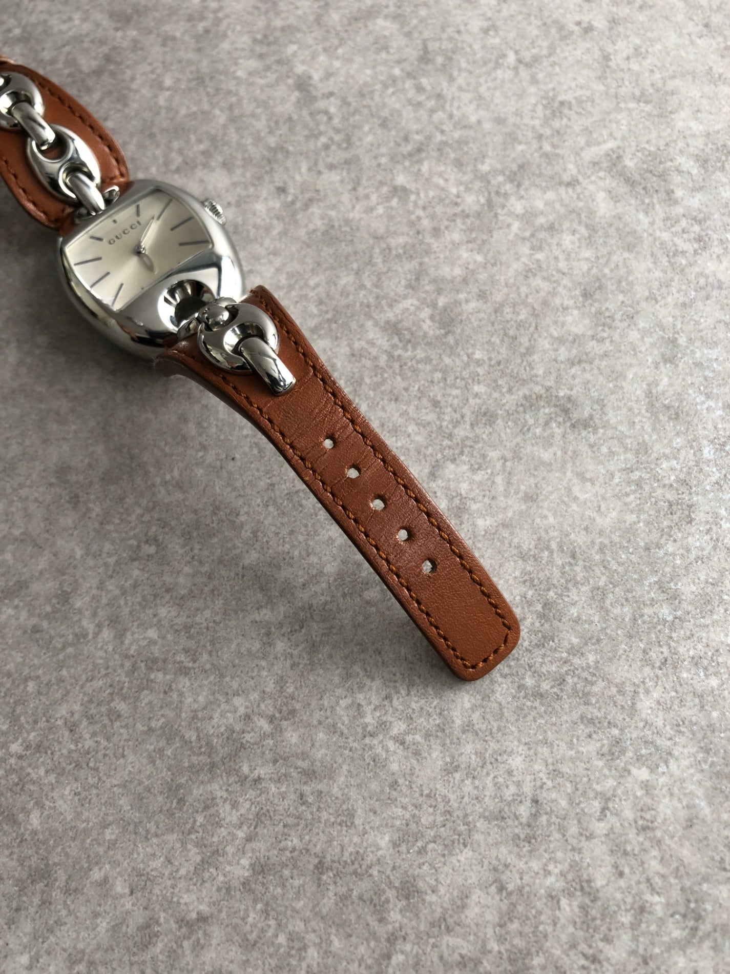 GUCCI Watch Silver×Brown YA121309 Vintage berjjr