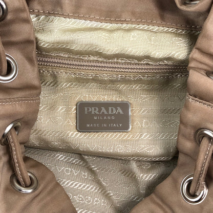 PRADA Tessuto Triangle Logo Double Pocket Backpack Beige Vintage nhc32x