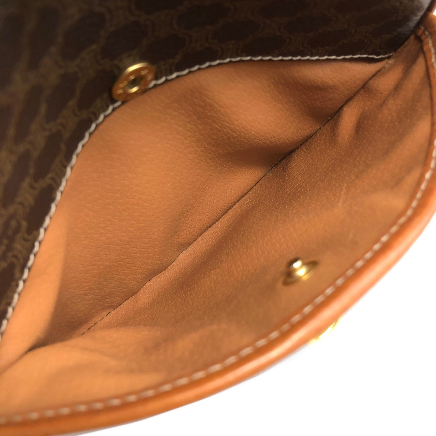 CELINE Macadam Gancini Round Shoulder bag Brown Vintage f76bfn
