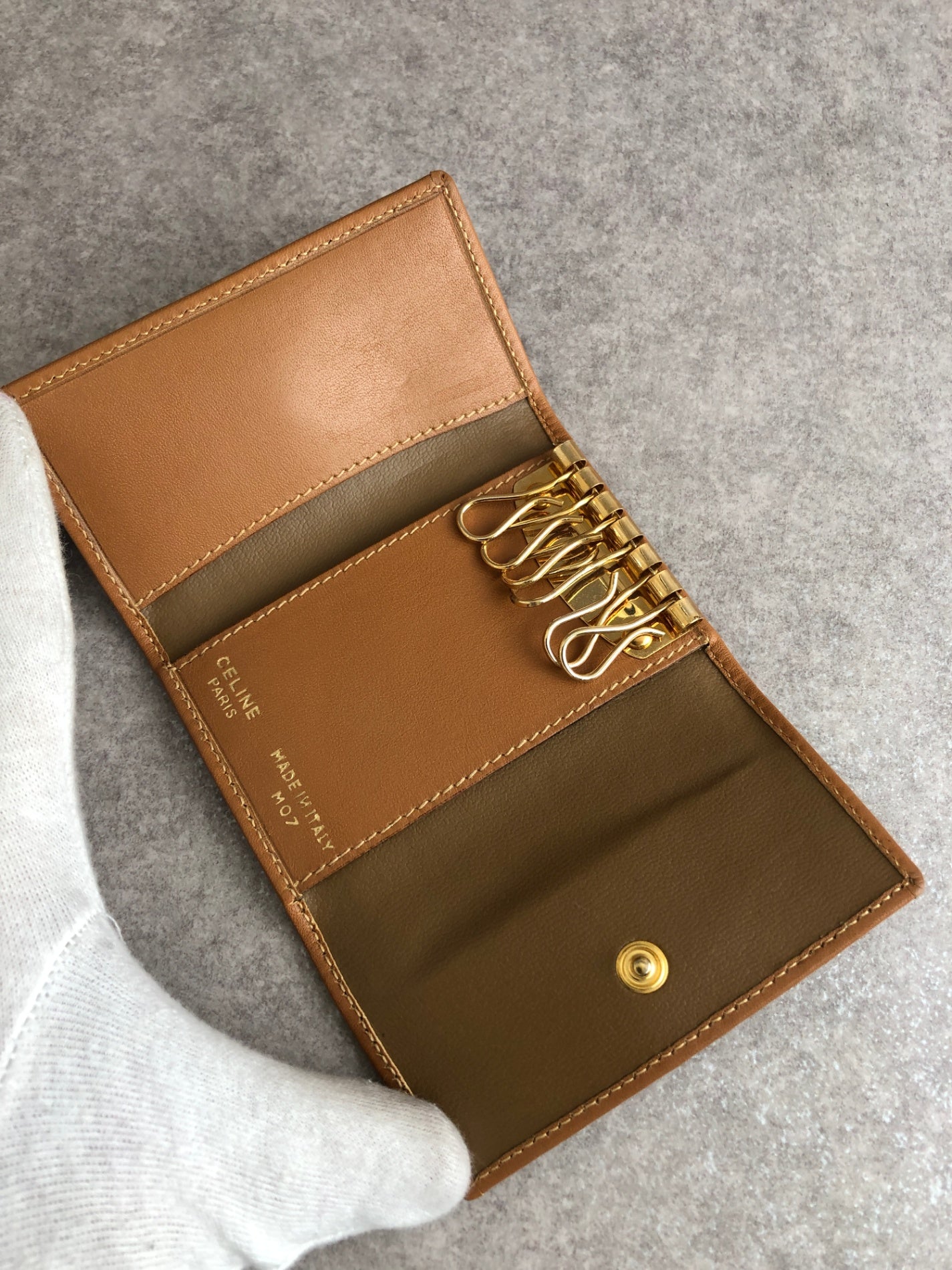 CELINE Macadam Blason Key Case Brown Vintage ugjspr