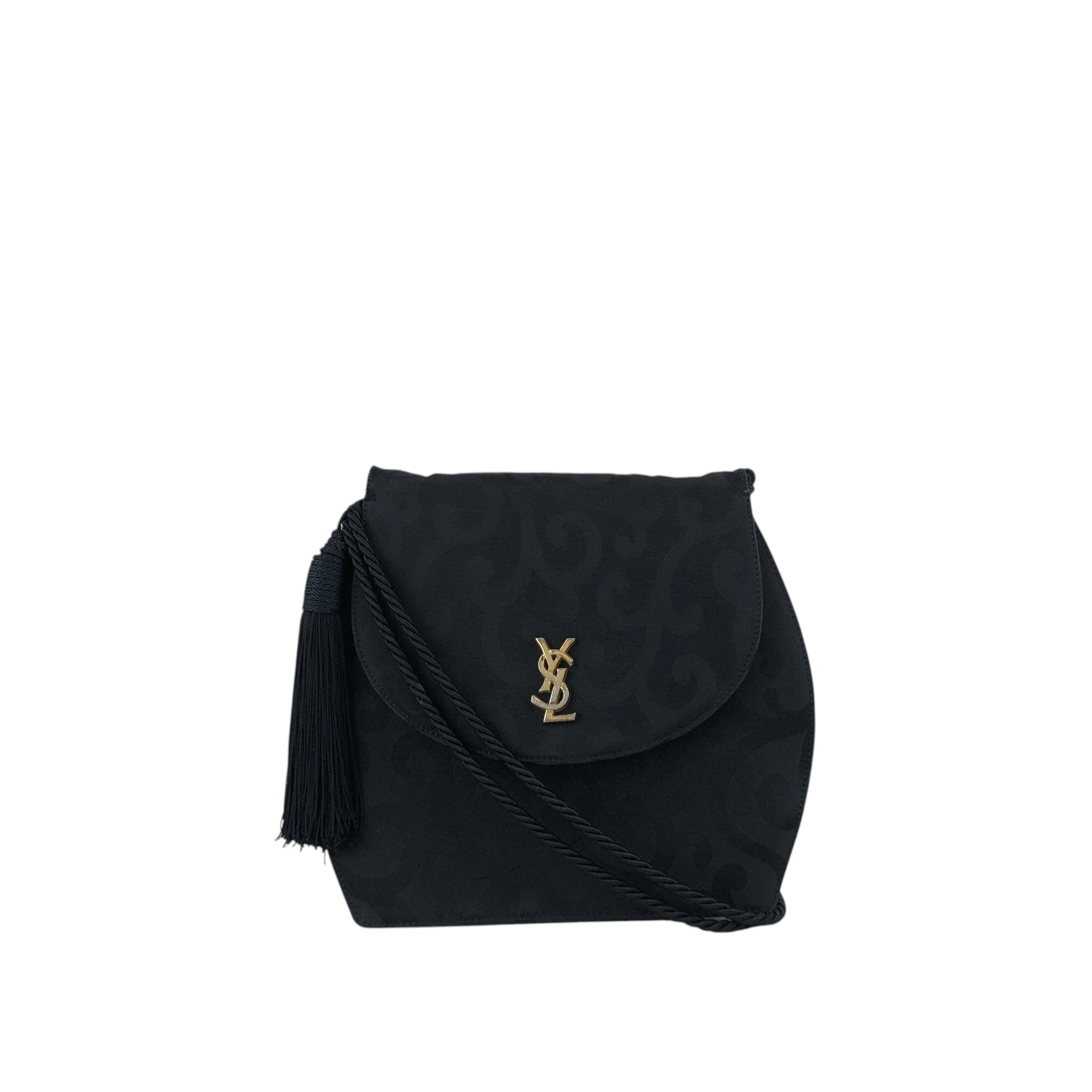 Yves Saint Laurent YSL Logo Shoulder bag Black Vintage dw4znj