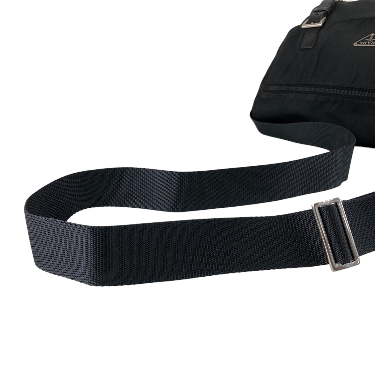 PRADA Tessuto Triangle Logo Shoulder bag Black Vintage xkated