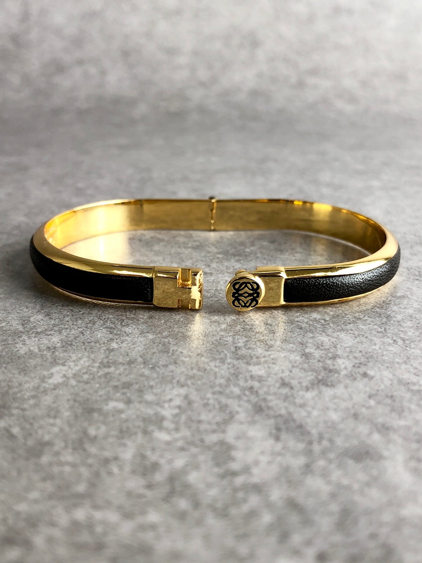 LOEWE Anagram Bracelet Black×Gold Vintage 7x55wv