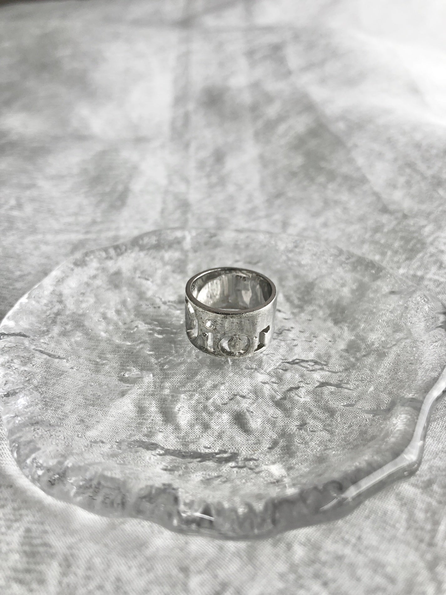 Christian Dior Logo Motif Ring Silver SILVER925 Vintage 8digxf