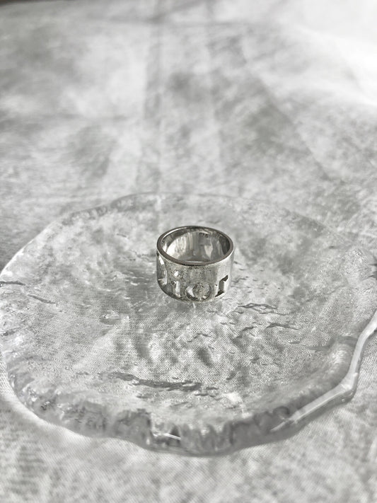 Christian Dior Logo Motif Ring Silver SILVER925 Vintage 8digxf