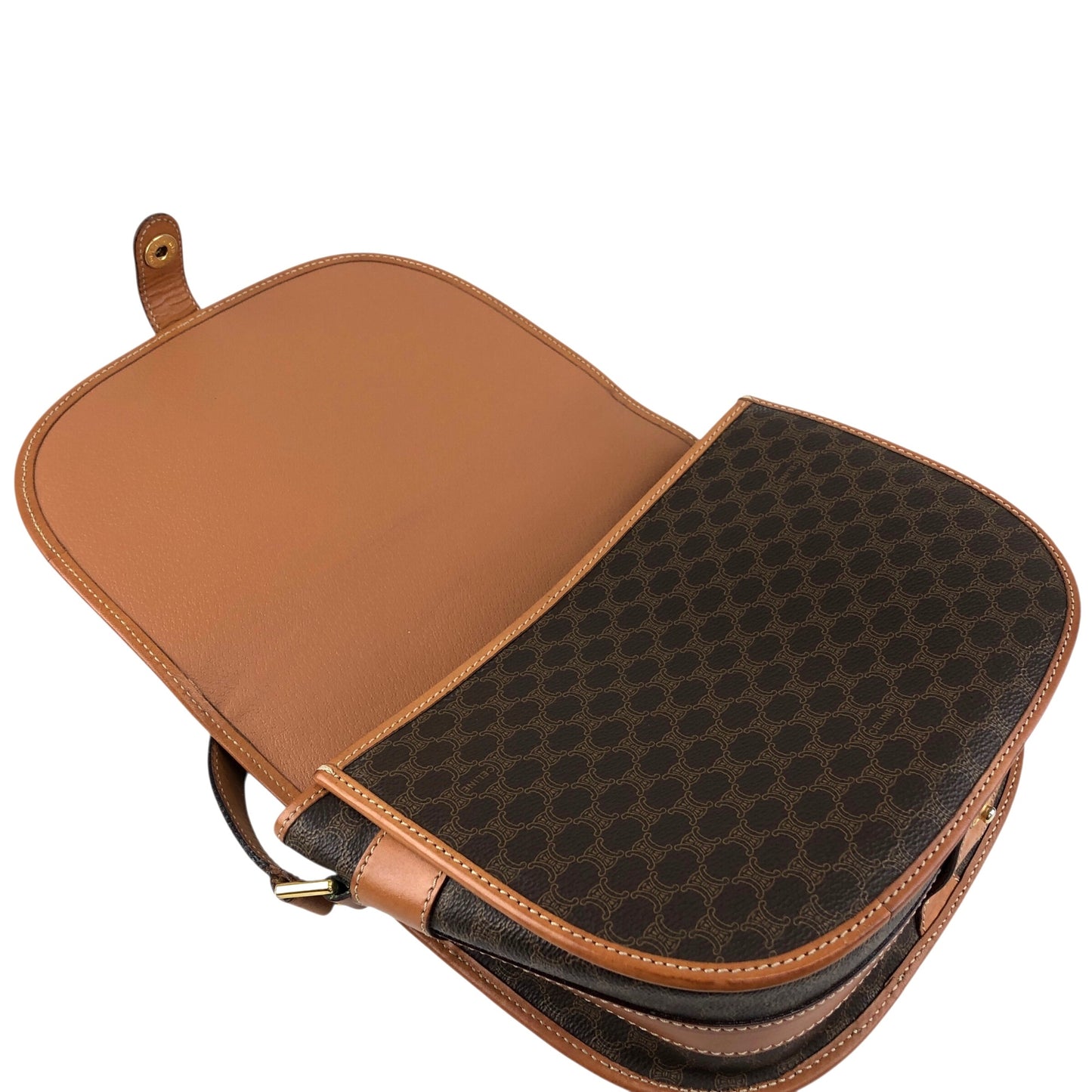 CELINE Macadam Blason Flap Shoulder bag Brown Vintage 2etvvm