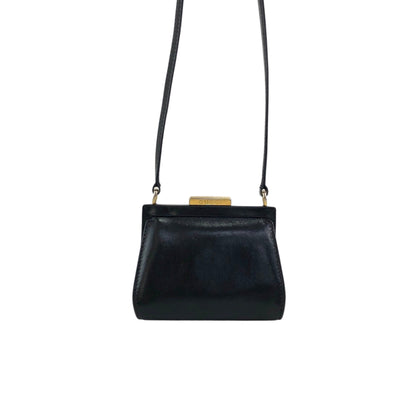 GUCCI Logo Metal Clasp Small Shoulder bag Black Vintage cepe4m