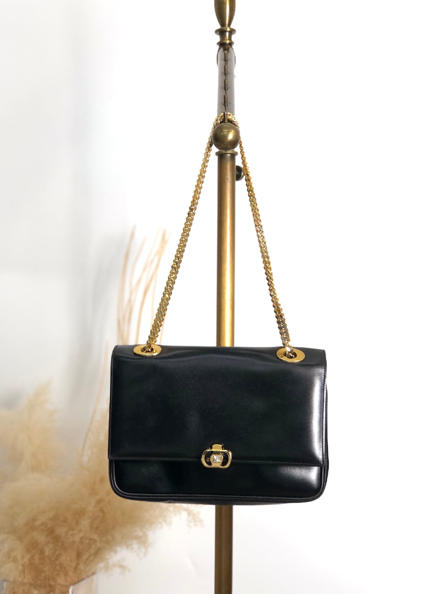 CELINE Blason Chain Shoulder bag Black Vintage gpayic