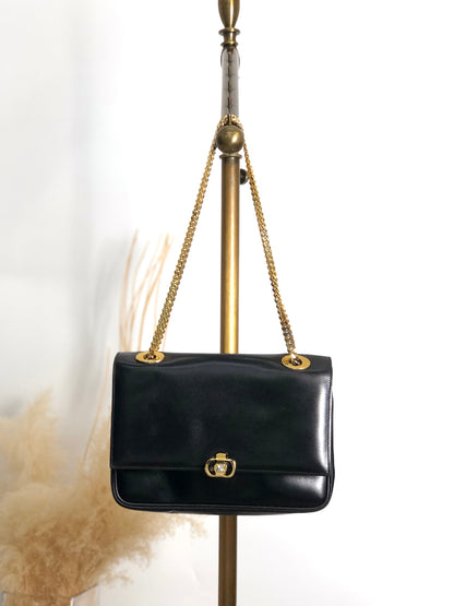 CELINE Blason Chain Shoulder bag Black Vintage gpayic
