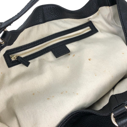 GUCCI Logo Embossed Tassel Shoulder bag Hobobag Black Vintage p2pw3n