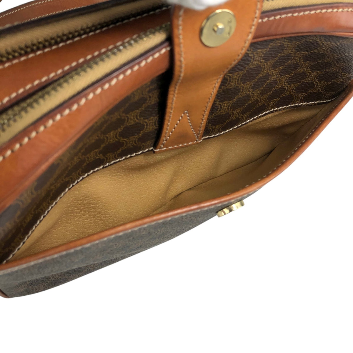 CELINE Macadam Blason Shoulder bag Brown Vintage 26ppnb