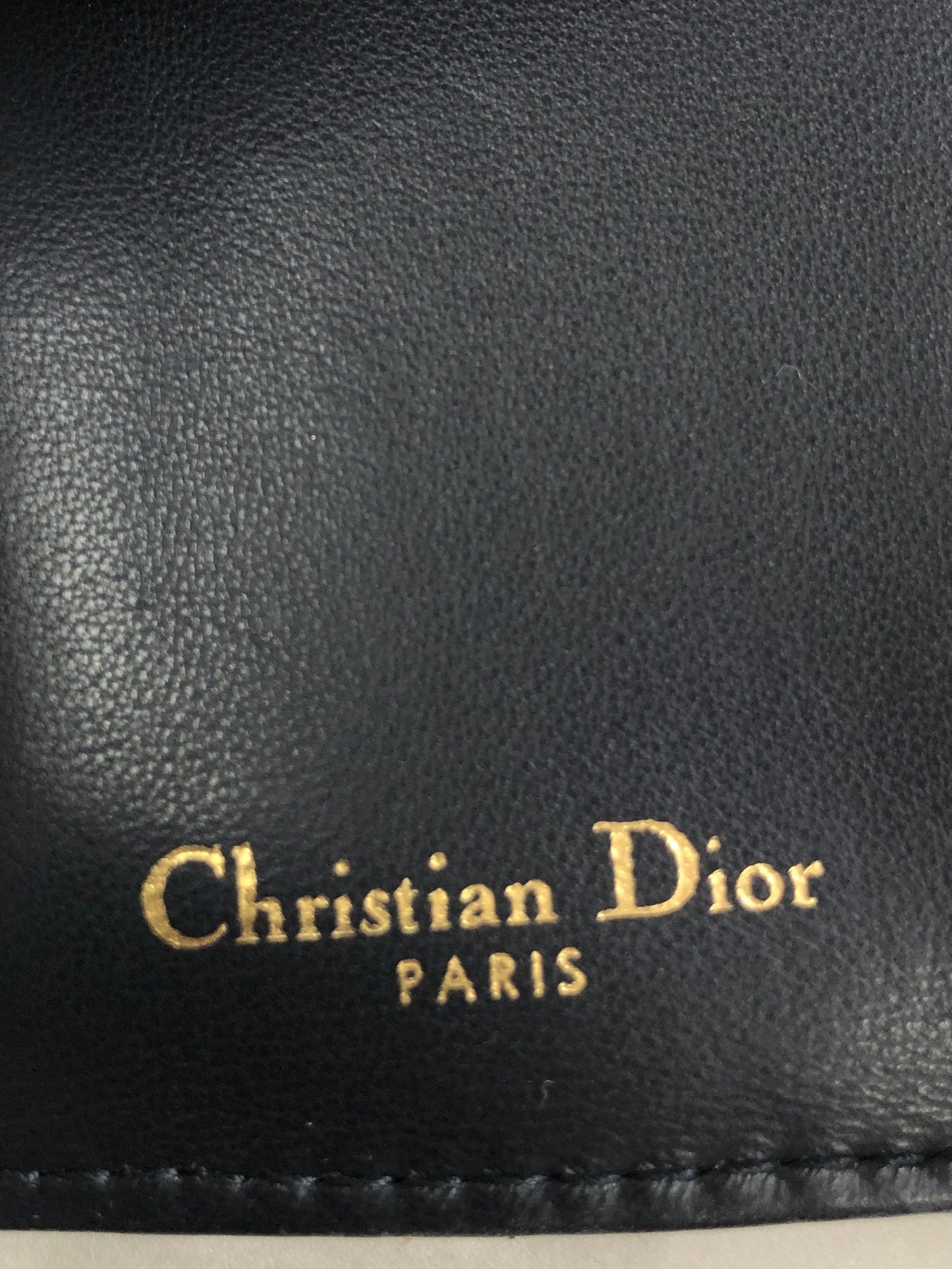 Christian Dior Oblique Jacquard Leather Trifold Wallet Navy Vintage ybv7tj