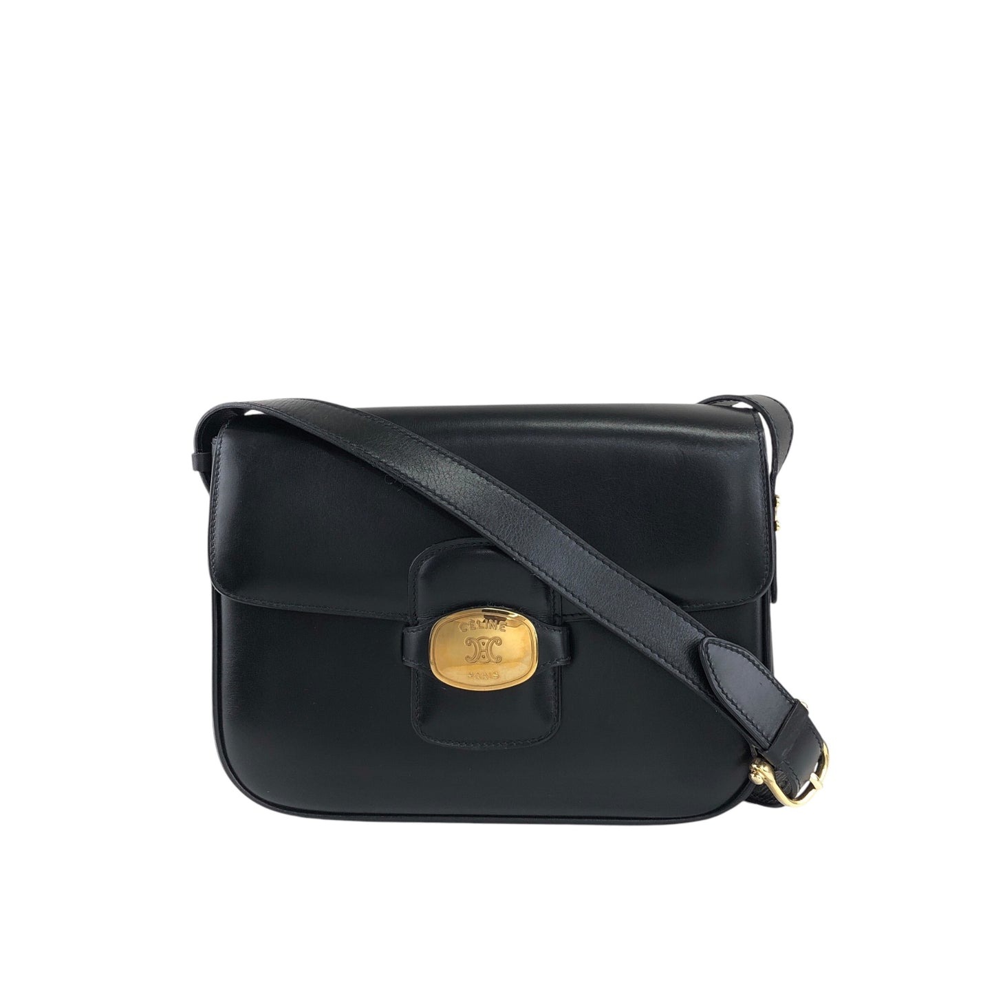 CELINE Triomphe Shoulder bag Black Vintage n24pjw