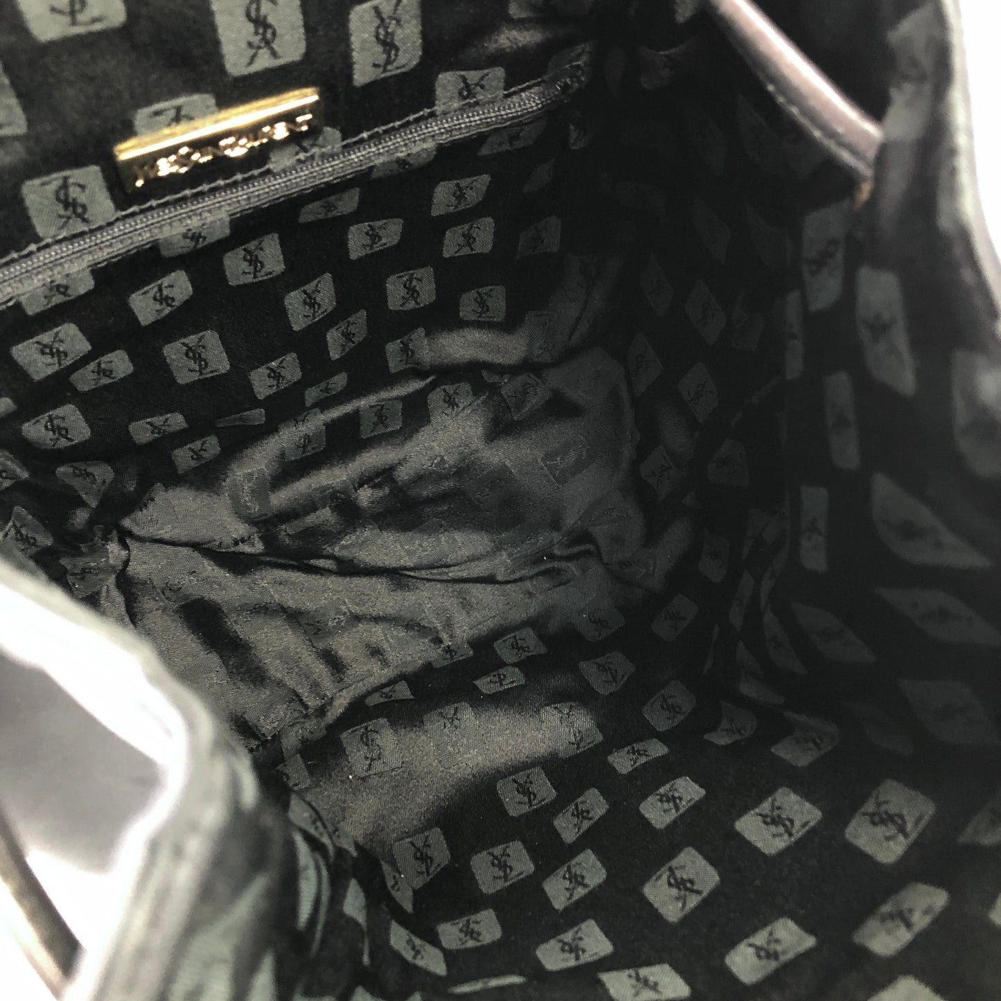 YVES SAINT LAURENT Denim Backpack Bag Gray