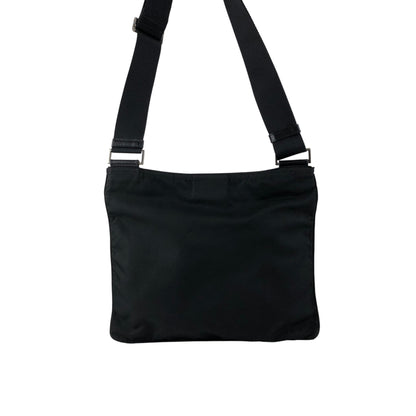 PRADA Tessuto Triangle Logo Shoulder bag Black Vintage mdycd2