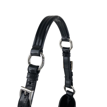 PRADA Logo Front Lock Shoulder bag Black Vintage jh2gpw