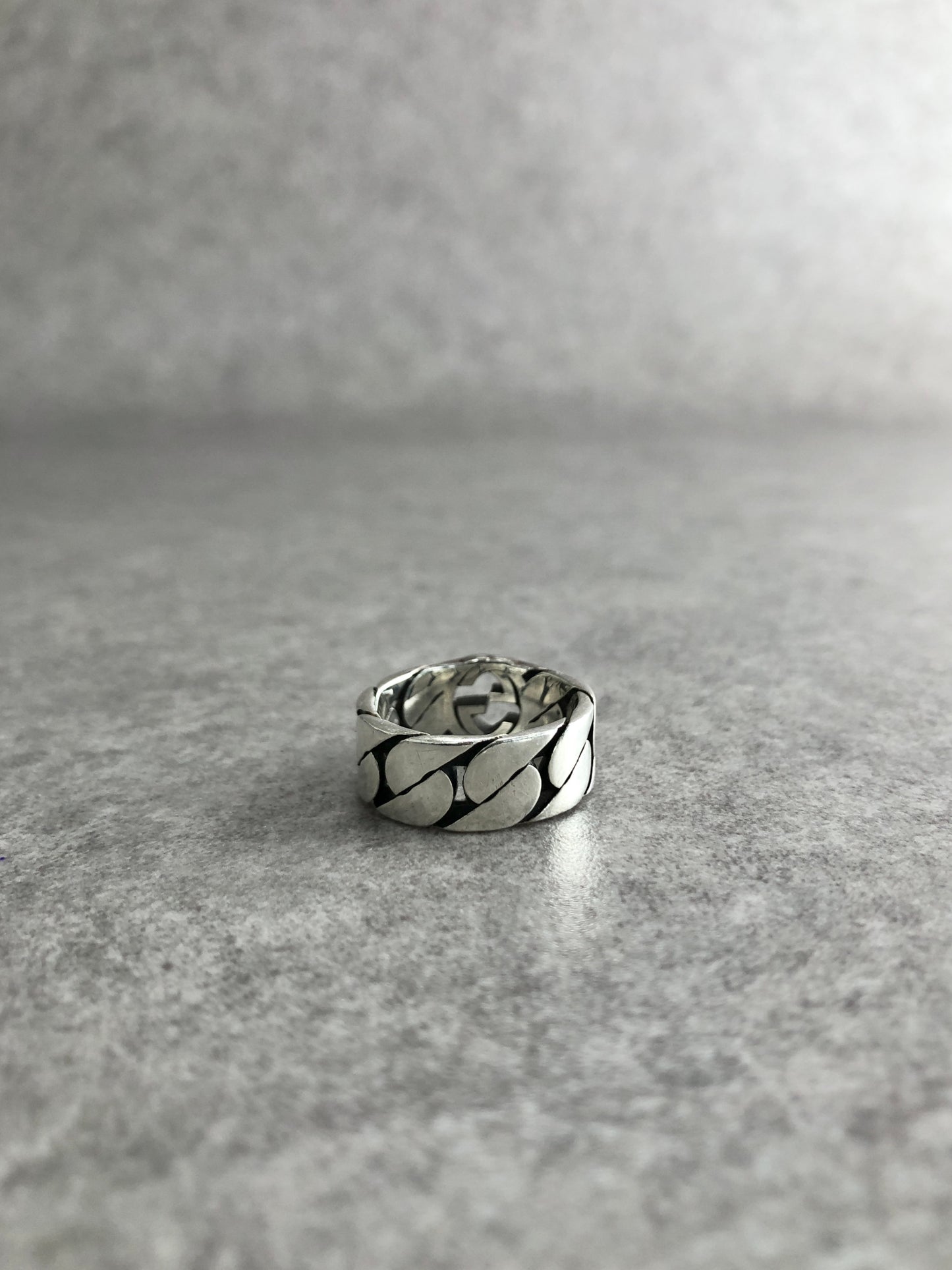 GUCCI Interlocking SILVER925 Ring Silver Vintage k4kgbj