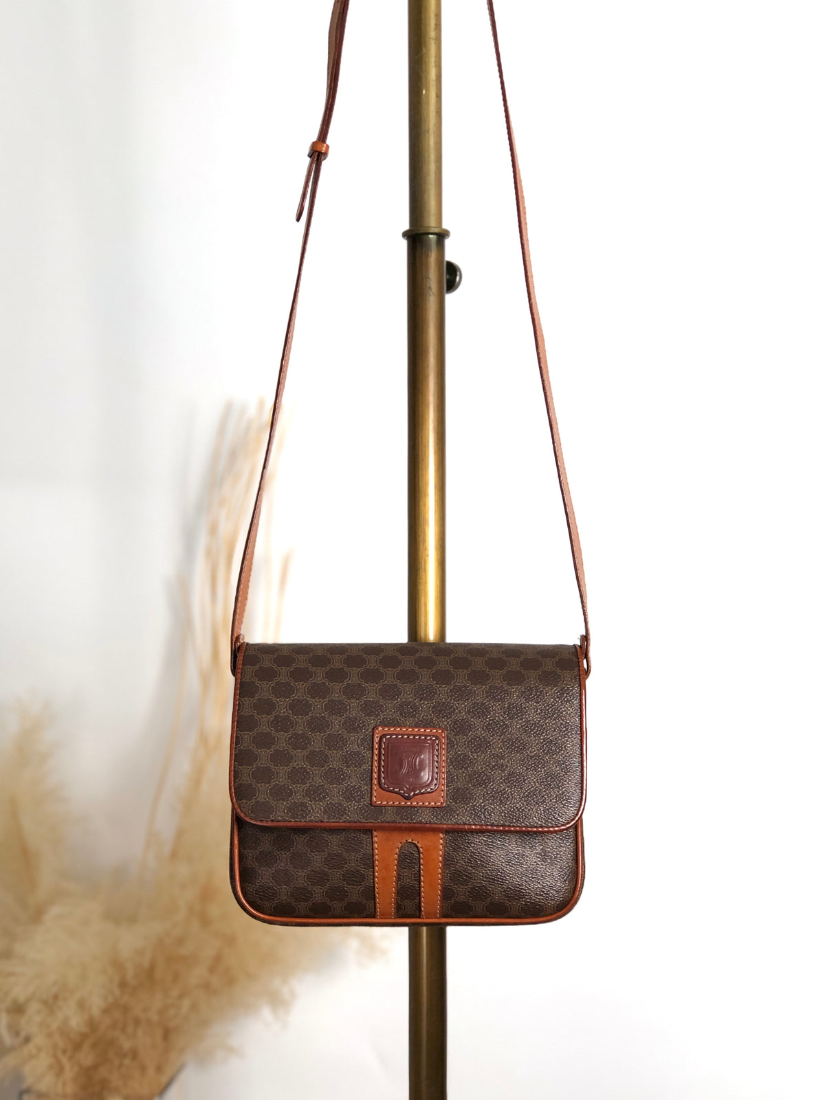 CELINE Macadam Blason Shoulder bag Brown Vintage z55y7s