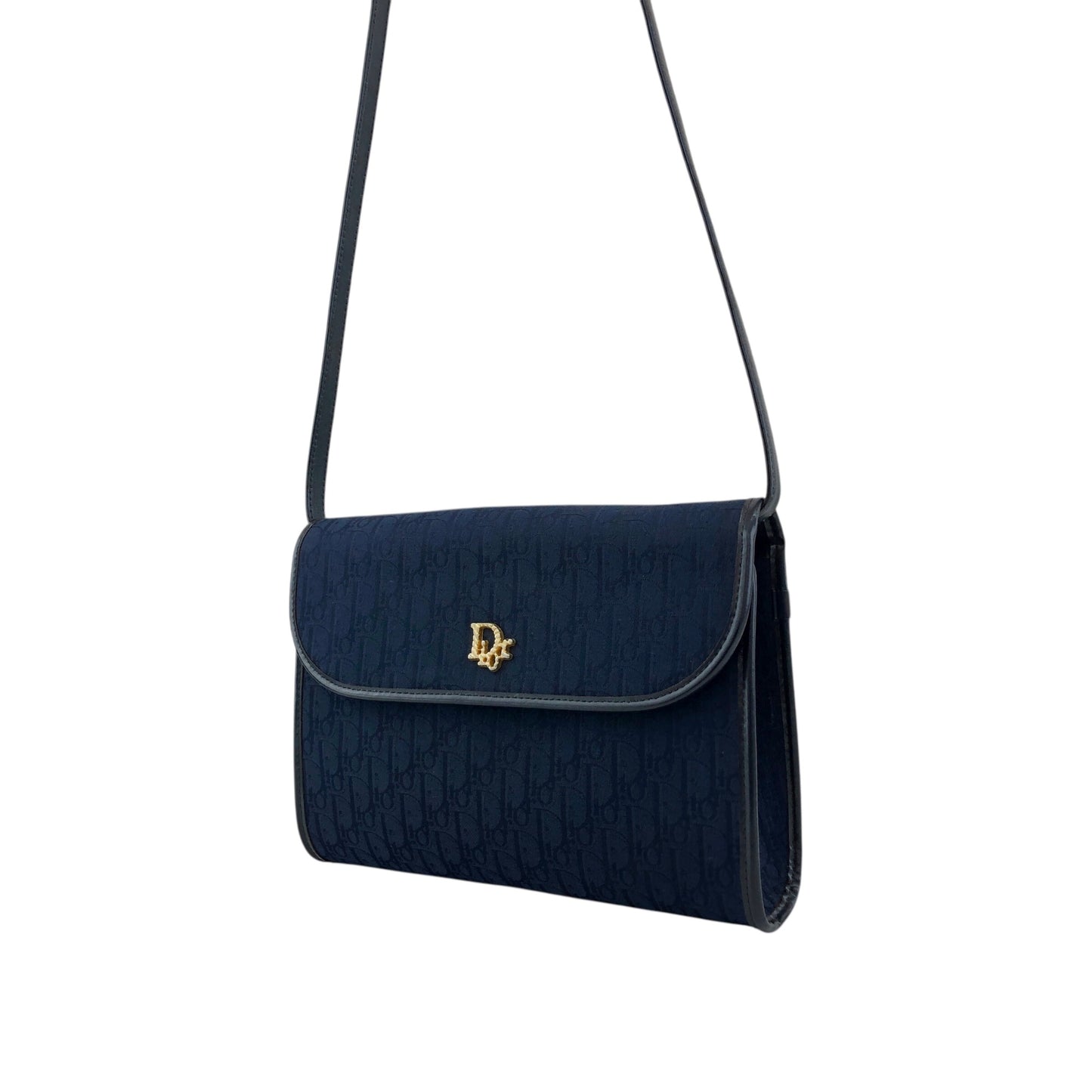 Christian Dior Logo Shoulder bag Navy Vintage f8at4h