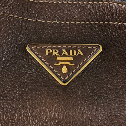 PRADA Triangle Logo Shoulder bag Hobobag Brown Vintage ajvtv2