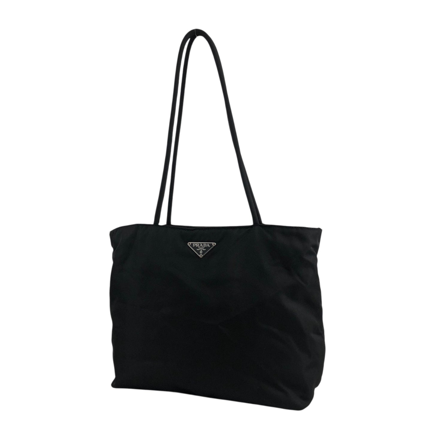 PRADA Tessuto Triangle Logo Totebag Black Vintage jztkxu