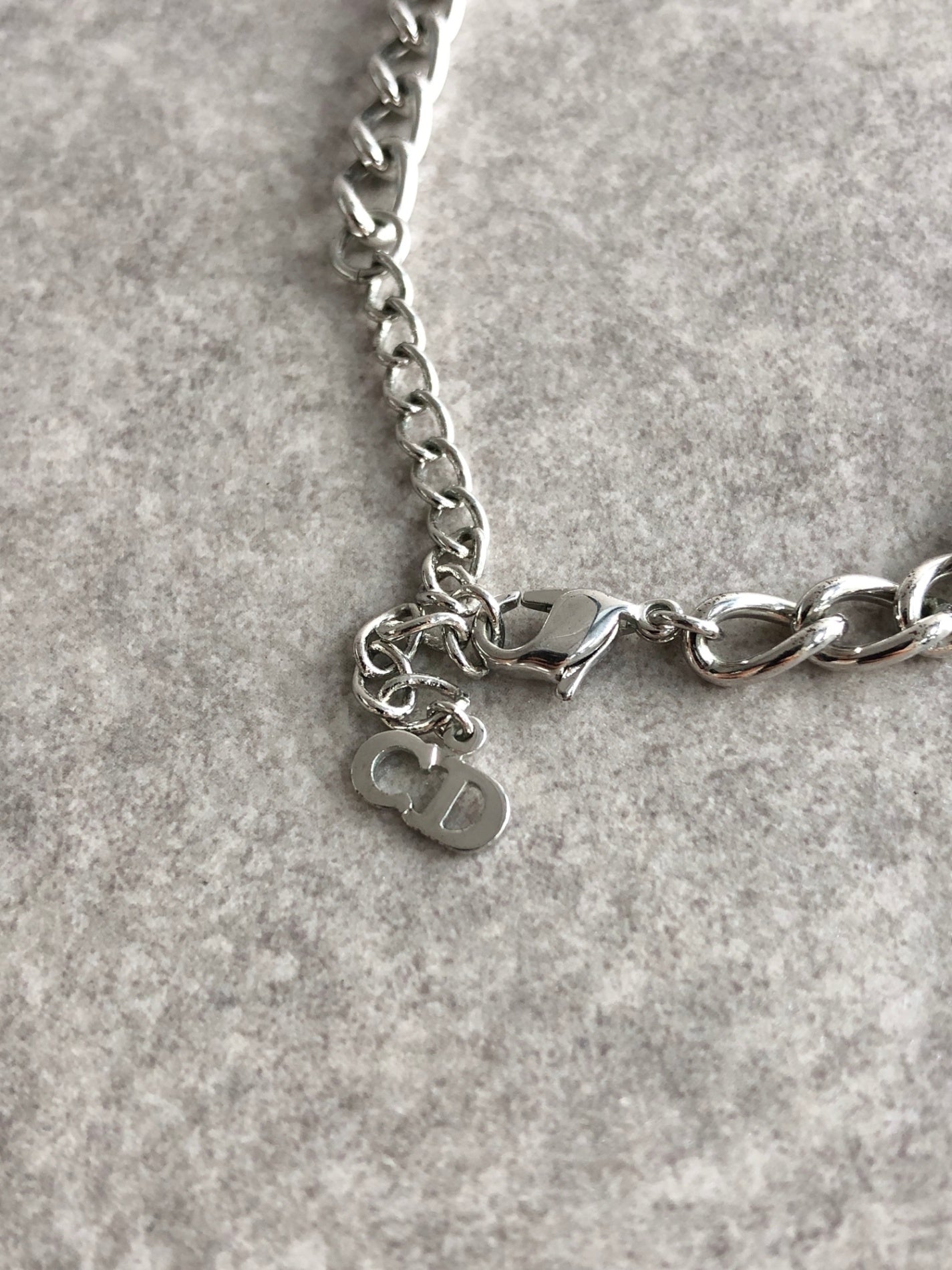 Christian Dior Logo Motif Necklace Silver Vintage nvyvs8