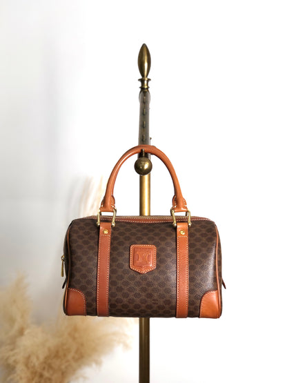 CELINE Macadam Blason Handbag Boston bag Brown Vintage sh72vd