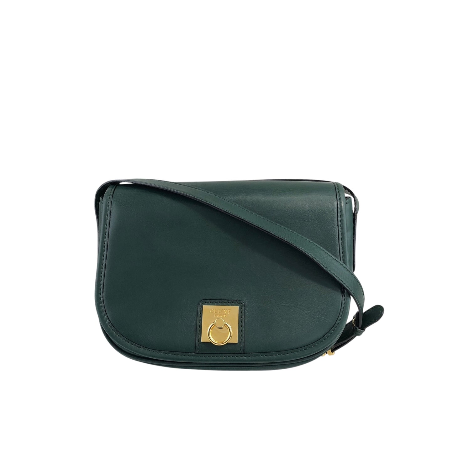 CELINE Gancini Shoulder bag Green Vintage 5xwwza
