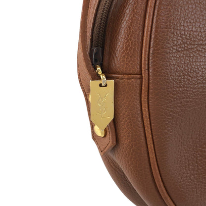 Yves Saint Laurent YSL Logo Circle Shoulder bag Brown Vintage nkx8ax