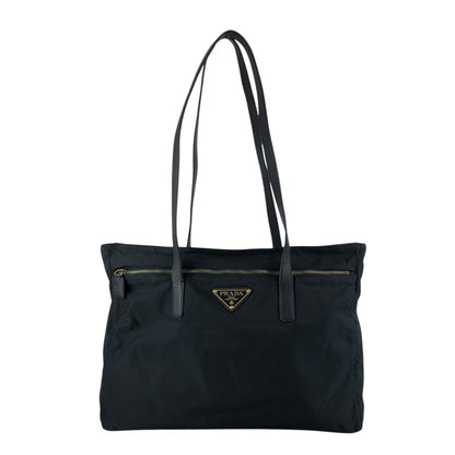 PRADA Tessuto Triangle Logo Totebag Black Vintage nvkgms