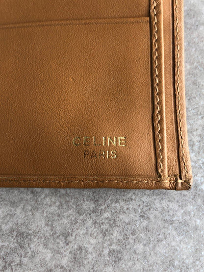 CELINE Macadam Blason Metal Clasp Folded Wallet Brown Vintage npchhu