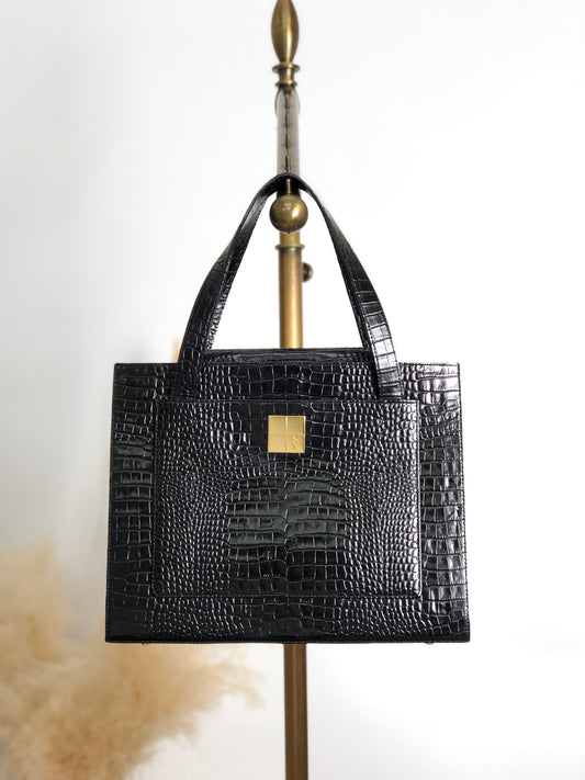 Yves Saint Laurent YSL Logo Handbag Black Vintage 3e2ciz