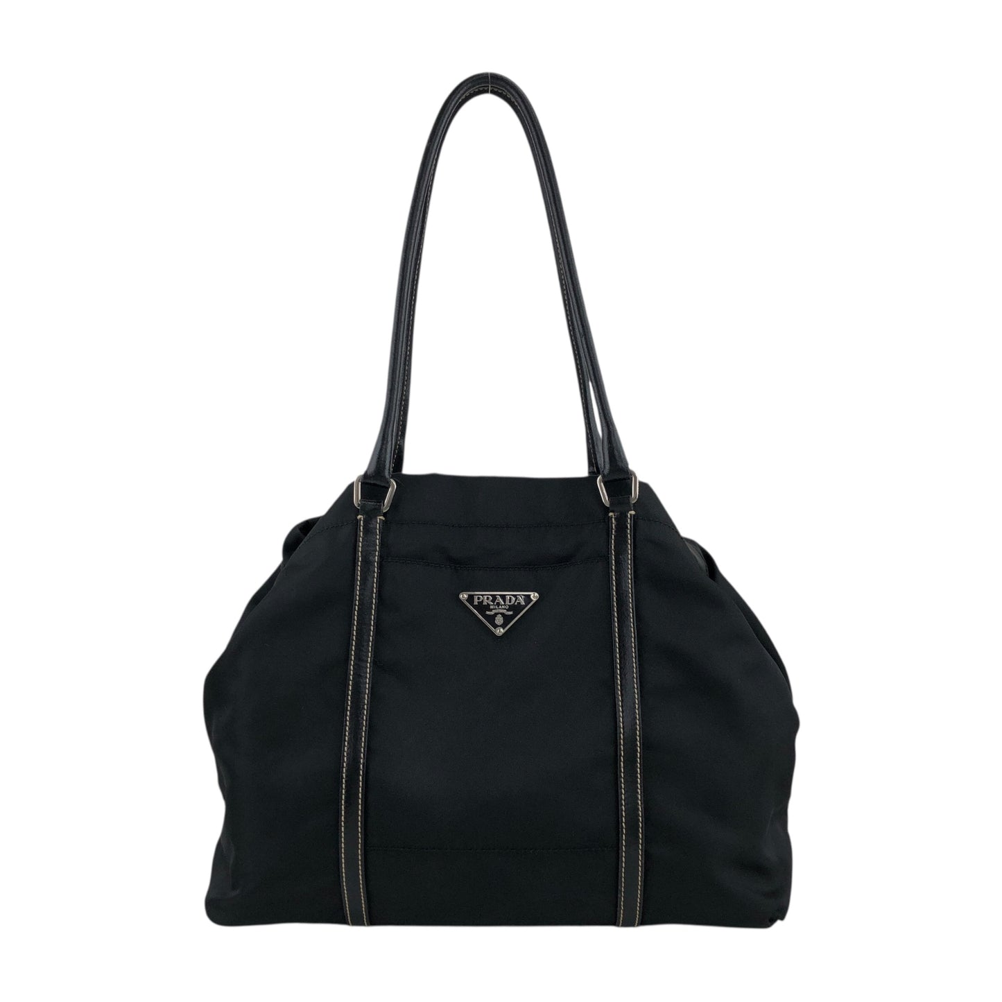 PRADA Tessuto Triangle Logo Totebag Black Vintage 7waabg