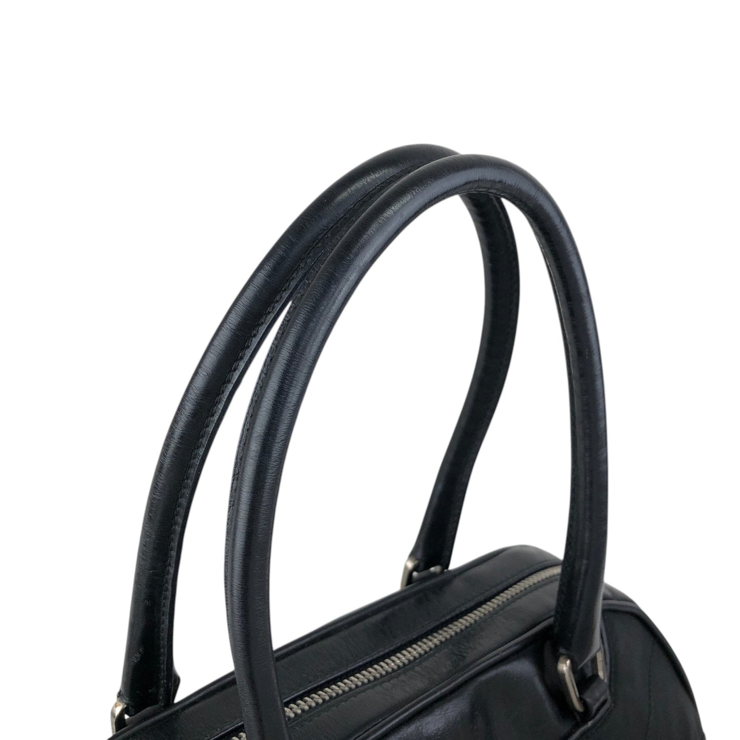 PRADA Triangle Logo Handbag Boston bag Black Vintage mh4xag
