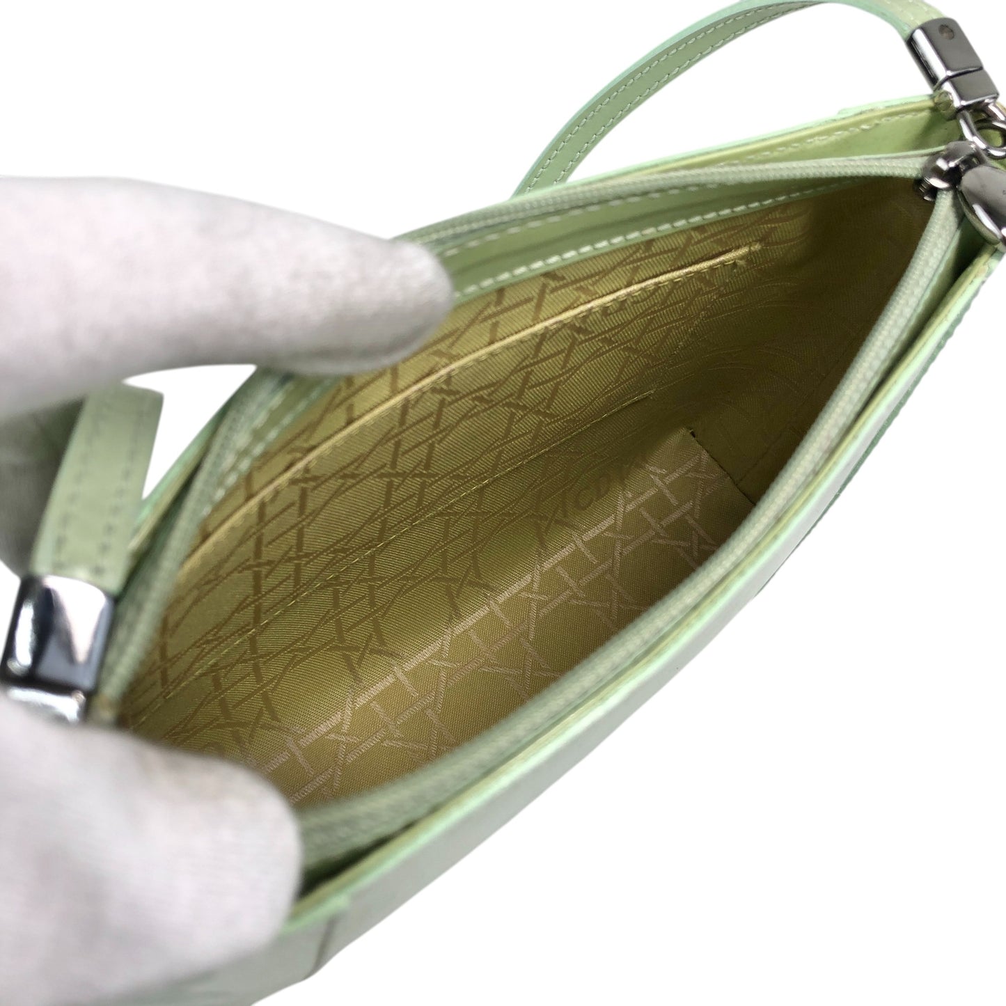 Christian Dior Logo Embossed Shoulder bag Green Vintage 7izpjd