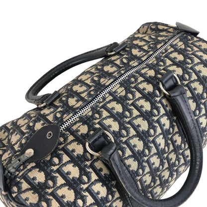 Christian Dior Trotter 提花皮革手提包波士頓包海軍藍復古 t6xmtm 