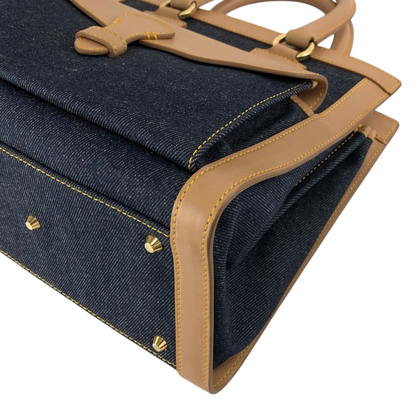Christian Dior Logo Canvas Handbag Beige×Blue Vintage fwaghn
