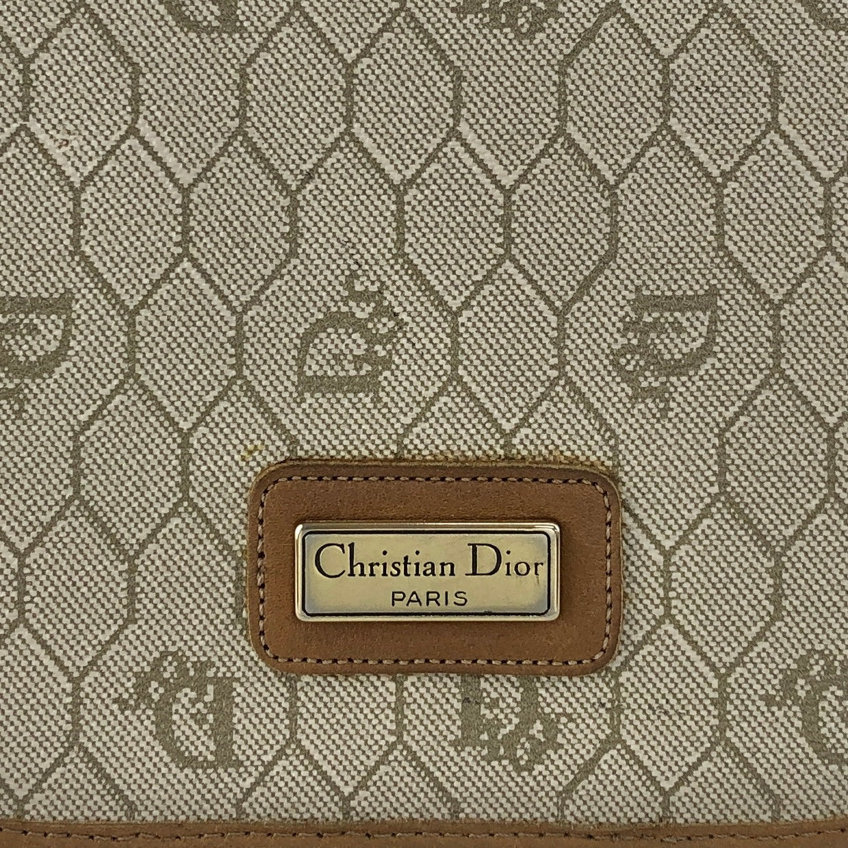 Christian Dior Honeycomb Pattern Logo Small Shoulder bag Beige Vintage wemn3x