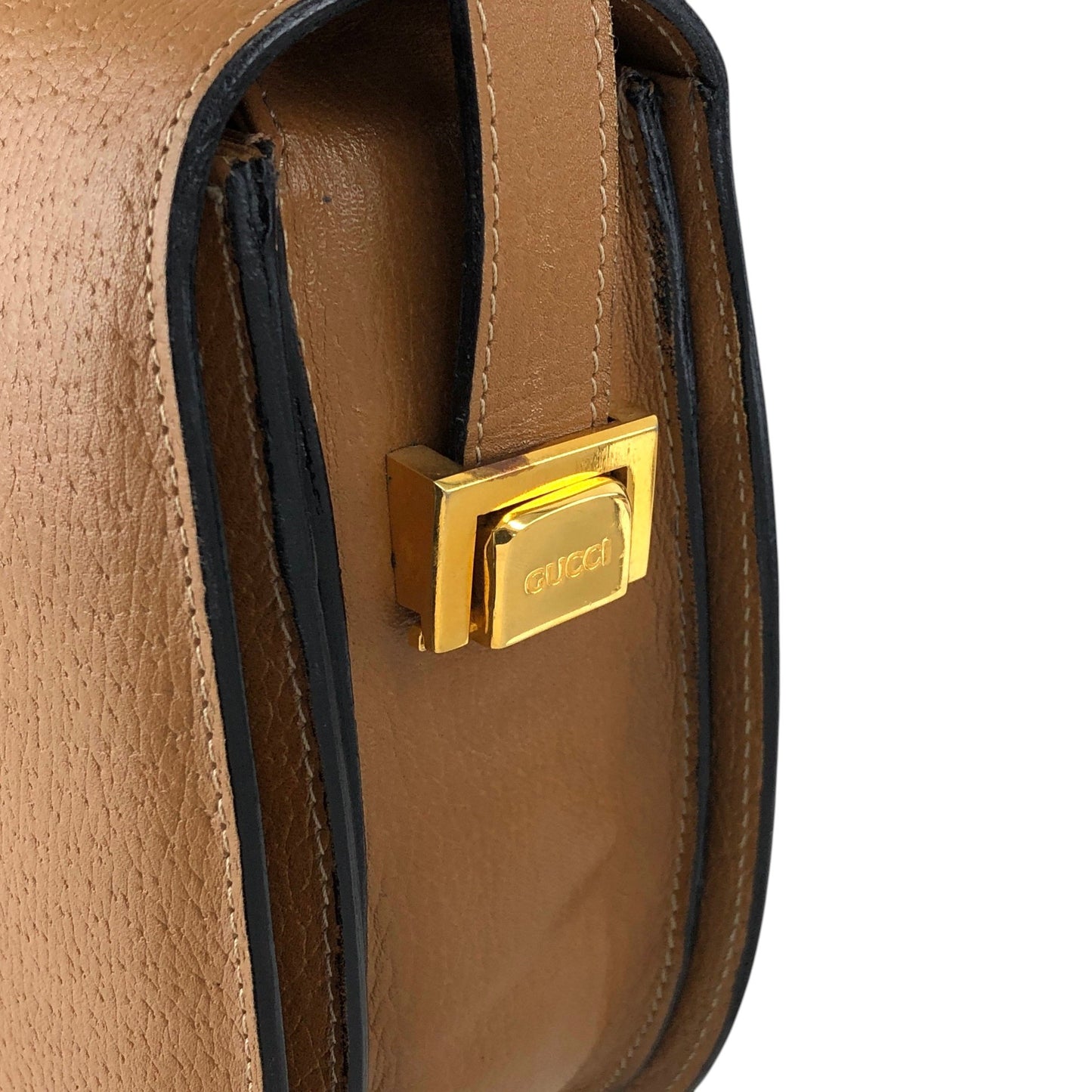 GUCCI Logo Shoulder bag Brown Vintage fmbtc6