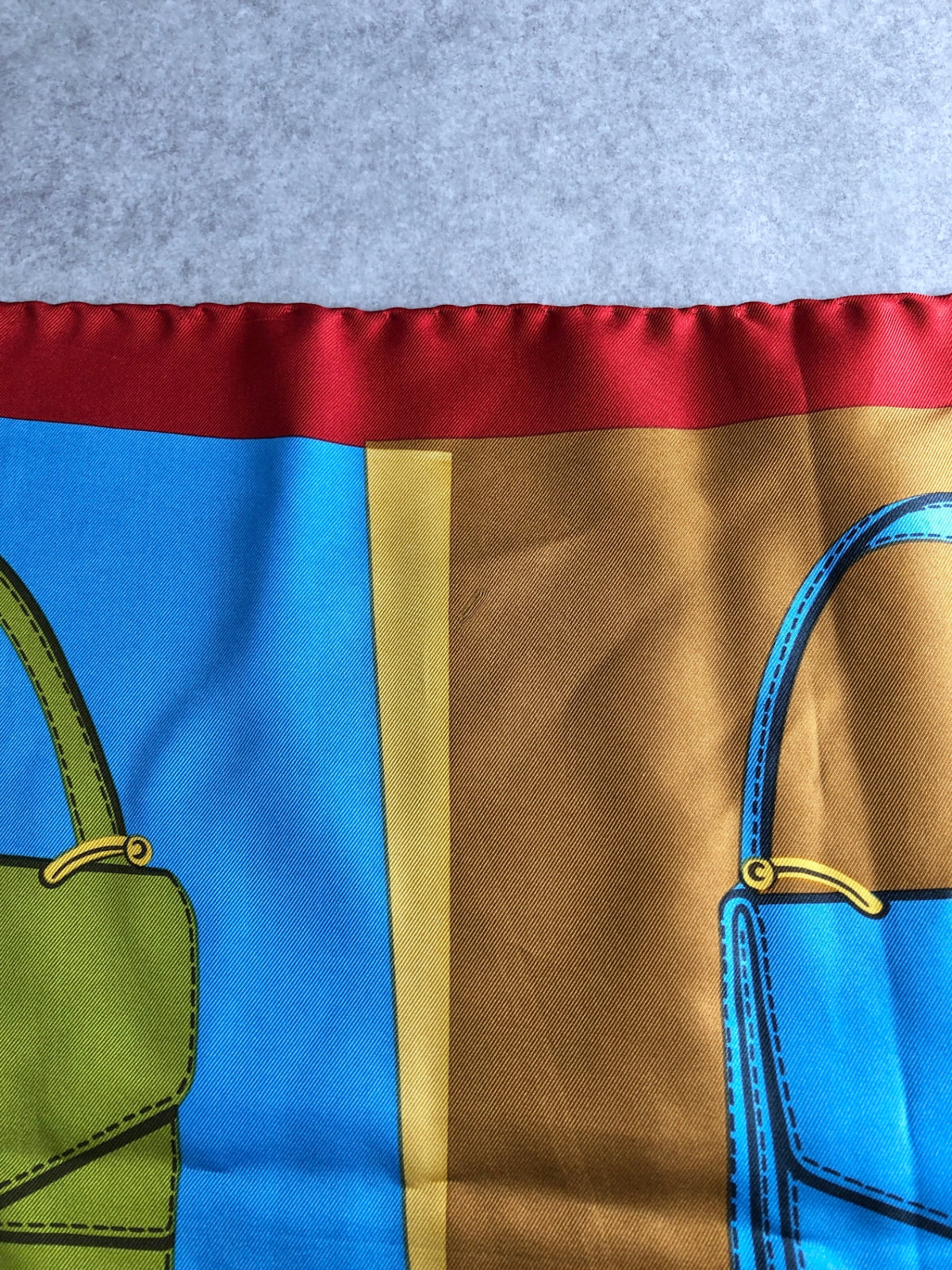 CELINE SILK Scarf Red Vintage gdzfdx