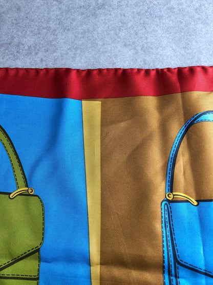 CELINE SILK Scarf Red Vintage gdzfdx