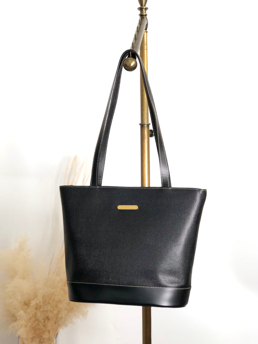 BURBERRY Logo Handbag Black Vintage i2msc4