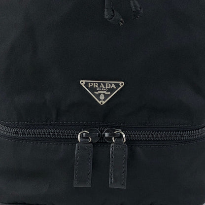 PRADA Tessuto Triangle Logo Drawstring Small Handbag Black Vintage bebvsv